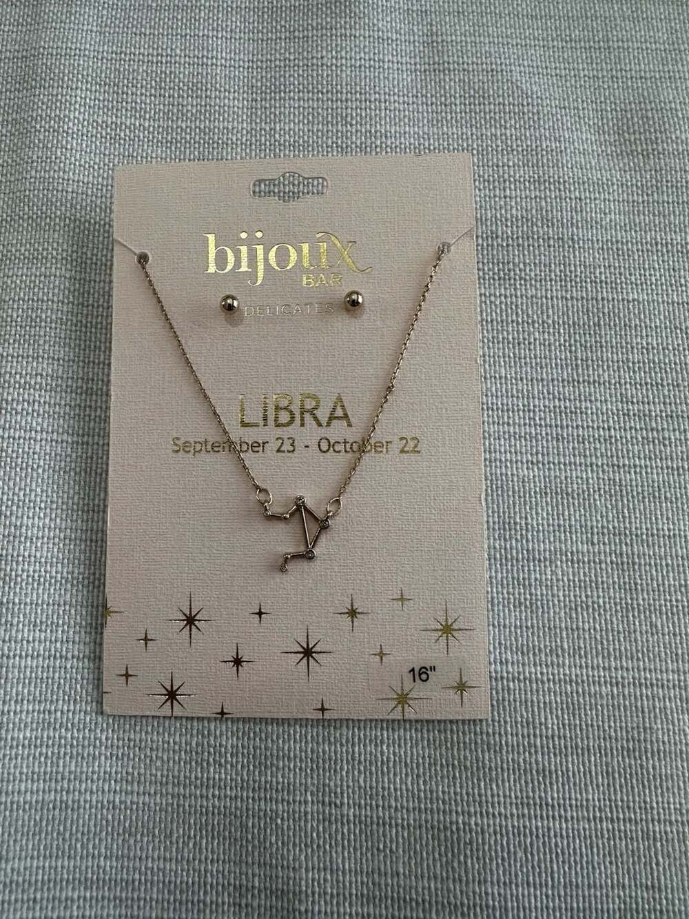 Bijoux Bar Libra Constellation Necklace and Stud Earrings Set